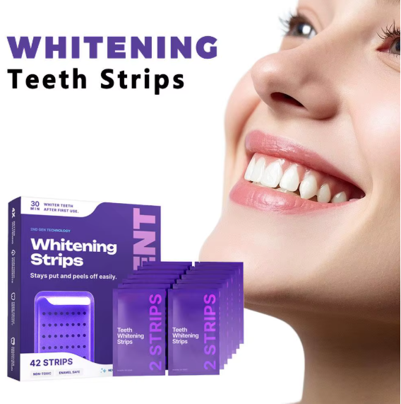 Whitening Strips - 30Min Quick White Gel Strips Gentle for Sensitive Teeth Stain Removal Oral Care