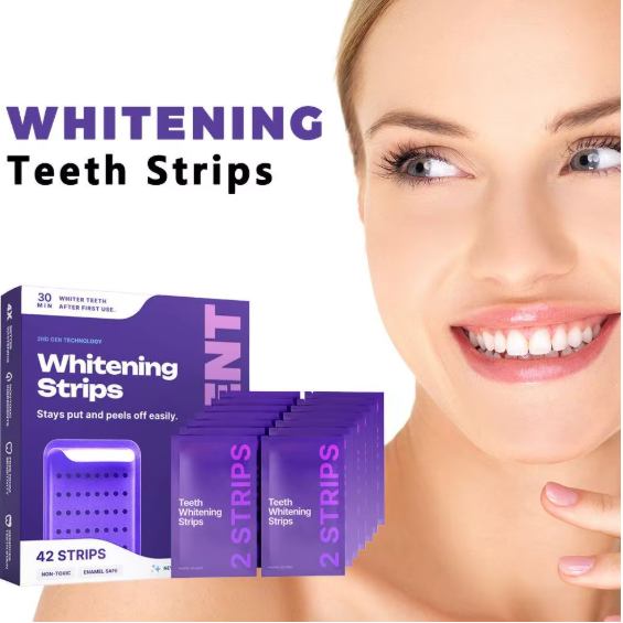 Whitening Strips - 30Min Quick White Gel Strips Gentle for Sensitive Teeth Stain Removal Oral Care
